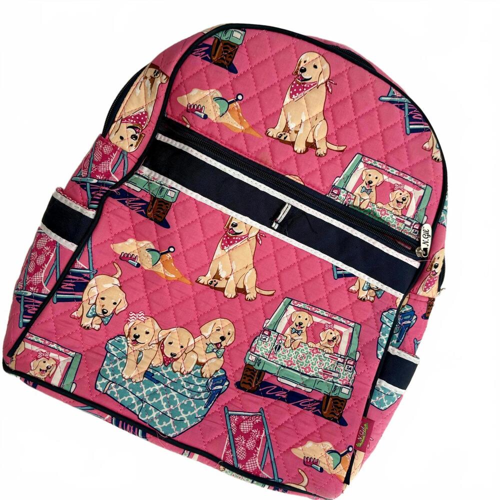Quilted Backpack with Puppy Print by N Gil
